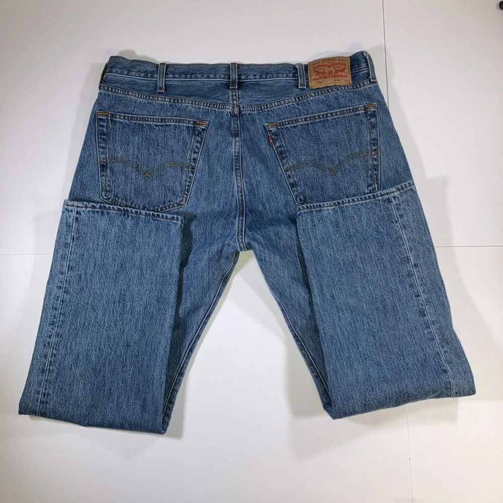 Levis 501 Original Jeans Mens 40x30 Medium Wash Button Fly Denim Cotton